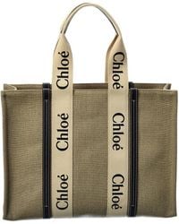 Chloé - Woody Large Canvas & Leather Tote - Lyst