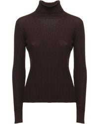 Panicale - High-Neck Elastic Ribbed Wool Sweater - Lyst