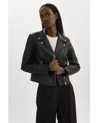 Lamarque - Kelsey Leather Biker Jacket Champagne Hardware - Lyst