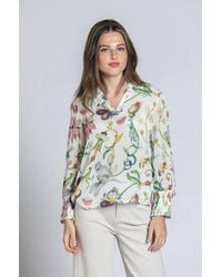Apny - Split Neck With Smock Cuff Top - Lyst