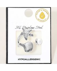 Fashnzfab - Secret Box_Stainless Steel Starfish Seashell Pearl Accent Wrap Adjustable Ring - Lyst