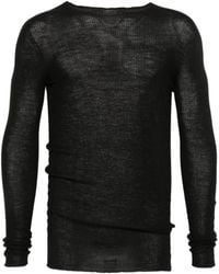 Rick Owens - Fitted Ribbed Knit Sweater With Round Neckline - Lyst