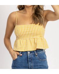 Endless Blu. - Checked Tie Back Crop Top - Lyst