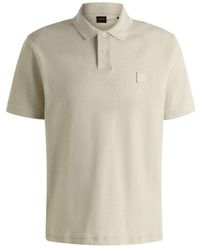 BOSS - Slub Cotton-Linen Polo Shirt With Logo Badge - Lyst