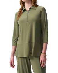Joseph Ribkoff - Zip Front 3/4 Sleeve Tunic Top - Lyst