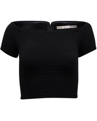 Alice + Olivia - Boatneck Viscose Crop Top - Lyst