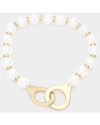 Fashnzfab - Open Metal Link Accented Faceted Beaded Stretch Bracelet - Lyst