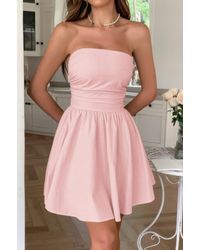TRUEDAMES - Solid Off Shoulder Tube Elastic Waist Dress - Lyst