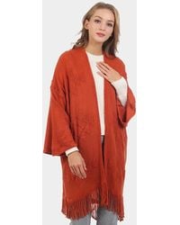 TRUEDAMES - Aztec Patterned Fringe Poncho - Lyst