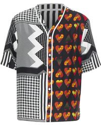 Versace - 2019 100% Silk Double Love Heart Geometric Baseball Shirt Eu39 M - Lyst
