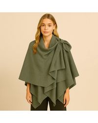 TRUEDAMES - Solid Lurex Ruana Poncho - Lyst