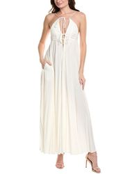 LaBiz - Empire-Waist Linen-Blend Maxi Dress - Lyst
