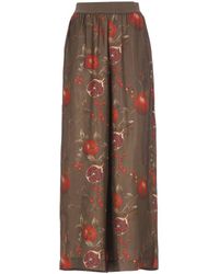 Uma Wang - Wide-Leg Pansy Pants With Contrasting Pomegranate Design - Lyst