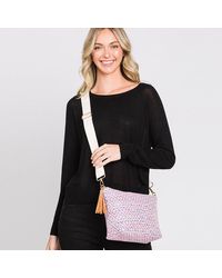 Fashnzfab - Aztec Solid Mini Patterned Tassel Crossbody Bag - Lyst