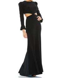 Ieena for Mac Duggal - Long Sleeve Puff Shoulder Cut Out Gown - Lyst