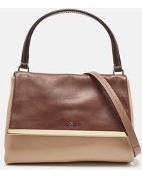 Carolina Herrera - /beige Leather Camelot Colorblock Top Handle Bag - Lyst