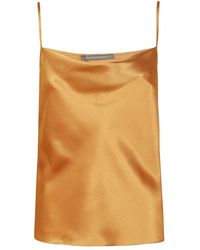 Alberta Ferretti - Minimalist Satin-Finish Top With Spaghetti Straps - Lyst