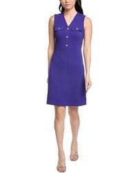 St. John - V-Neck Fit N Flare Knit Dress - Lyst