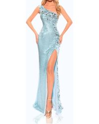 Amarra - Fitted Beaded Sequin One Shoulder Slit Gown - Lyst