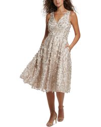 Eliza J - Floral Overlay Midi Fit & Flare Dress - Lyst