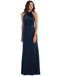 After Six - High-neck Open-back Maxi Dress With Scarf Tie - Lyst