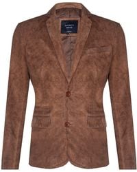 Infinity Leather - Blazer Suede Jacket Soft Italian Leather Coat - Lyst
