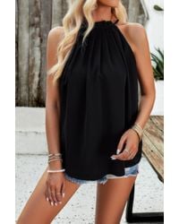 TRUEDAMES - Sleeveless Halter Ruched Tunic Solid Loose Top - Lyst