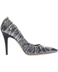 Jimmy Choo - Off-white Black Satin Point Transparent Ruche High Heel Shoes - Lyst