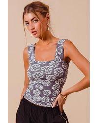 TRUEDAMES - Two Tone Floral Seamless Tank Top - Lyst