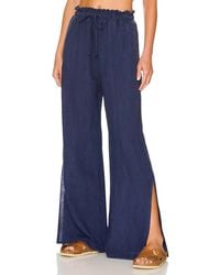 Bella Dahl - Smocked Waist Side Slit Wide Leg Pant - Lyst