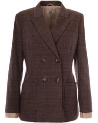Liu Jo - Double-Breasted Plaid Blazer - Lyst
