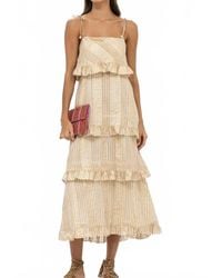Oliphant - Tie Strap Ruffle Midi Dress - Lyst