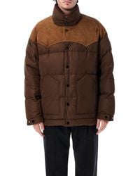 Ami Paris - Oversized Quilted Puffer Jacket With Leather Inserts - Lyst