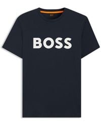 BOSS - Cotton-Jersey T-Shirt With Rubber-Print Logo - Lyst