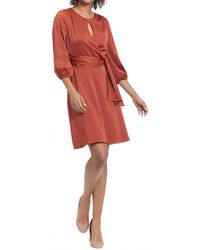 London Times - Side Tie Keyhole Fit And Flare Dress - Lyst