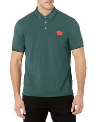 BOSS - Hugo Solid Square Logo Cotton Short Sleeve Polo T-shirt - Lyst