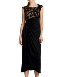 Connected Apparel - Petites Mesh Inset Polyester Evening Dress - Lyst