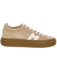 Hogan - Suede Low-Top Sneakers With Leather Logo - Lyst
