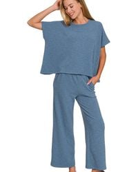 TRUEDAMES - Cotton Slub Top & Pants Set - Lyst