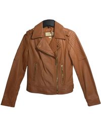 Michael Kors - luggage Leather Moto Jacket - Lyst
