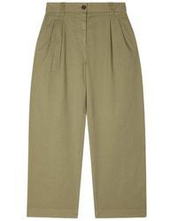 Paul Smith - Wide-Leg Cropped Khaki Trousers With Elasticated Waist - Lyst