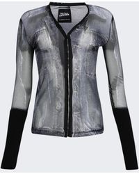 Y. Project - X Jean Paul Gaultier Trompe-L'Oeil Denim Sheer Hook And Eye Top And - Lyst