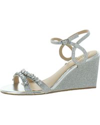 Badgley Mischka - Nell Glitter Embellished Wedge Sandals - Lyst