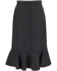 Plan C - Double Wool Ruffled Midi Skirt - Lyst