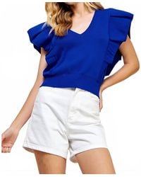 Strut & Bolt - Pleated Short Sleeve Knit Top - Lyst