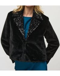 Joseph Ribkoff - Sequined Faux Fur Jacket - Lyst