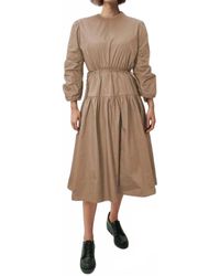 N by Nancy - Long Sleeve Cotton Midi Dress - Lyst
