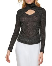 DKNY - Mock Neck Back Cut-out Pullover Top - Lyst
