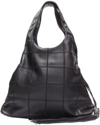 Chanel - Ruthenium Cc Logo Square Stitched Tassel Shoulder Hobo Bag - Lyst
