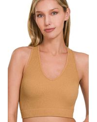 TRUEDAMES - Seamless Ribbed Cropped Racerback Tank Top - Lyst